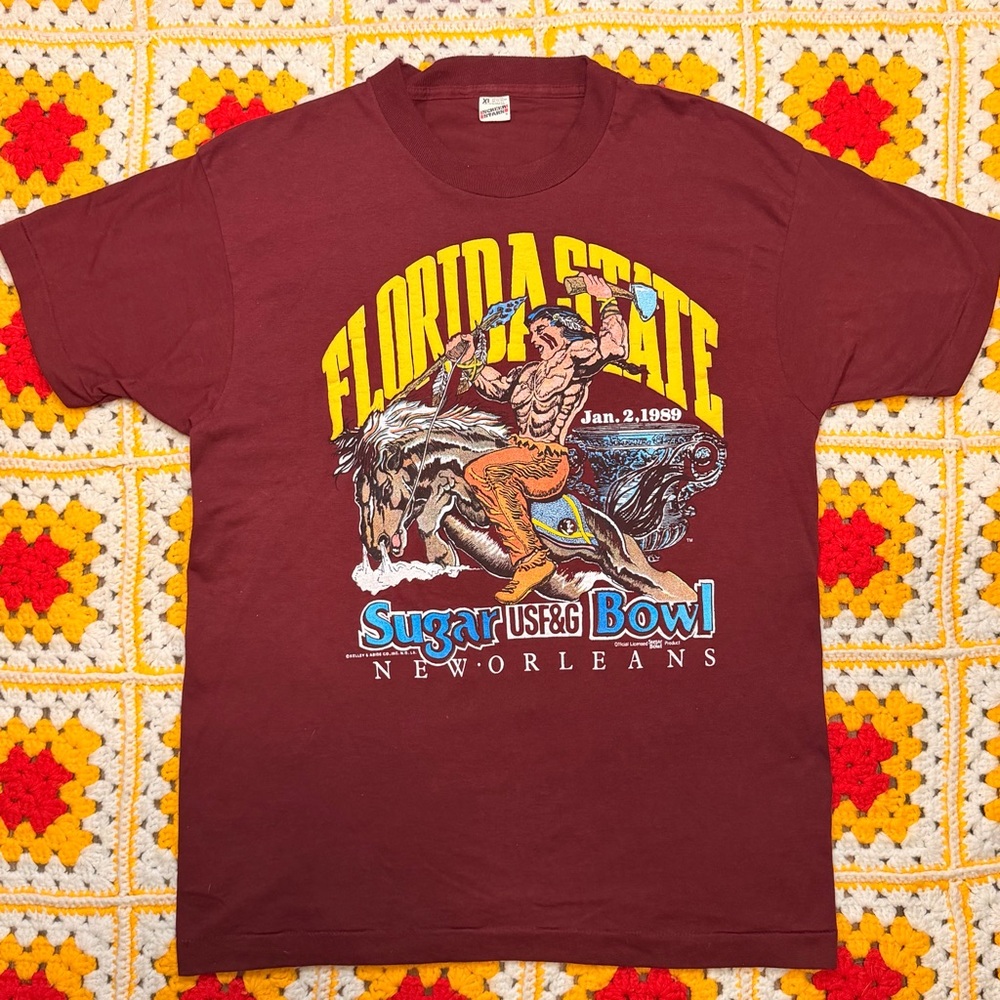 Florida State Sugar Bowl 1989 Vintage Single Shirt Maroon Graphic Tee RARE!